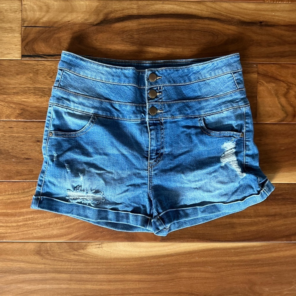 Tinseltown High Waisted Distressed Denim Shorts size 9